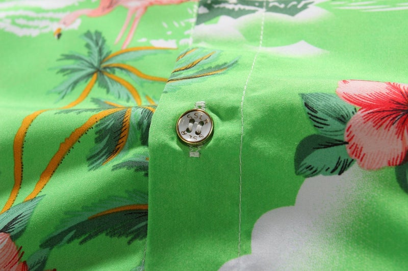 SSLR Mens Hawaiian Shirt Flamingos Casual Short Sleeve Button Down Shirts Aloha Shirt (Large, Light Green) - Image 5